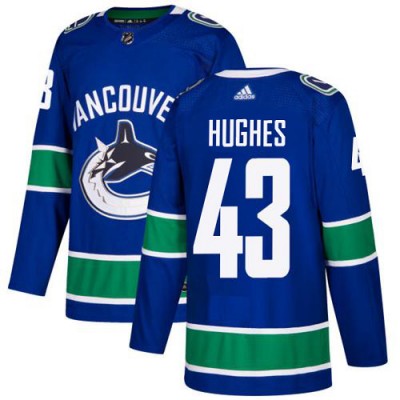 Adidas Vancouver Canucks #43 Quinn Hughes Blue Home Authentic Stitched NHL Jersey